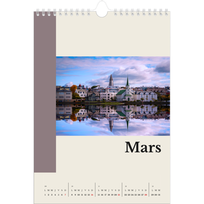 Calendrier photo A4 (20 x 30 cm) — Vues du monde [Mars]