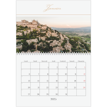 Calendrier photo A4 double — Bannière en écriture dorée