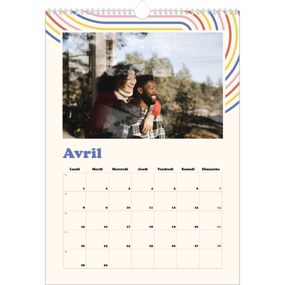 A3 Calendrier annuel — Rayures rétros [Avril]
