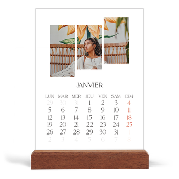 Calendrier de bureau support bois - portrait — Fragments de voyage