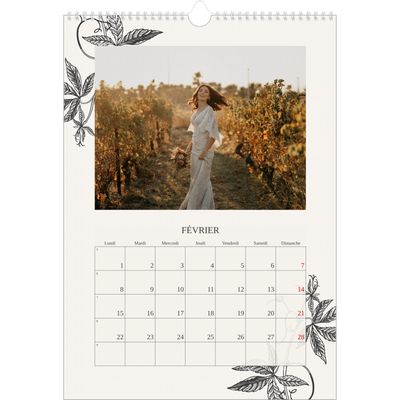 A3 Calendrier annuel — Encre & lierre [Février]