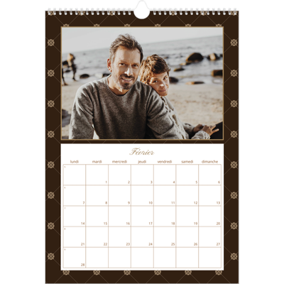 A3 Calendrier annuel — Noir et blanc vintage [Février]