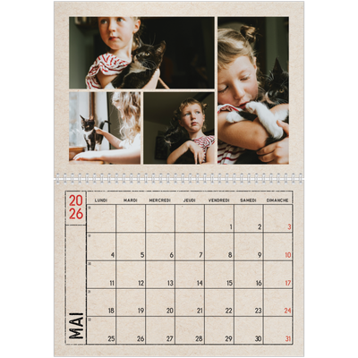 Calendrier photo A4 double (30 x 40 cm) — Craft effet tampon [couverture]