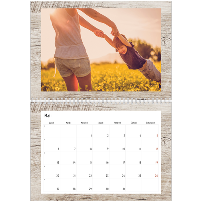 Calendrier photo A4 double (30 x 40 cm) — Rustique [couverture]