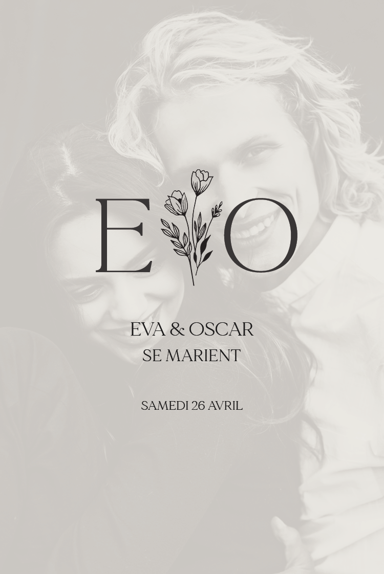 Cartons d'invitation — Initiales fleuries