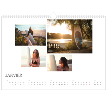 Calendrier photo A3 — Surf & couchers de soleil