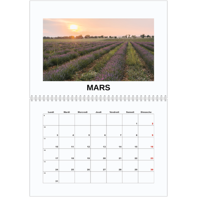 Calendrier photo A4 double (30 x 40 cm) — Simple photo [Mars]