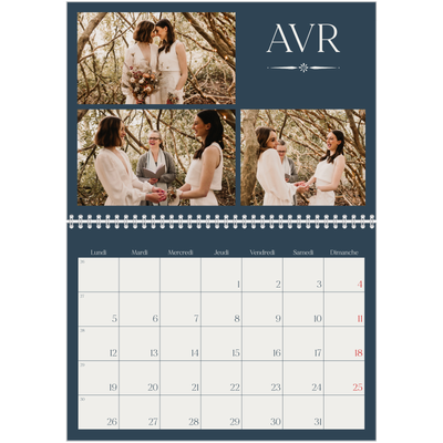 Calendrier photo A4 double (30 x 40 cm) — Ardoise et sérifs [Avril]