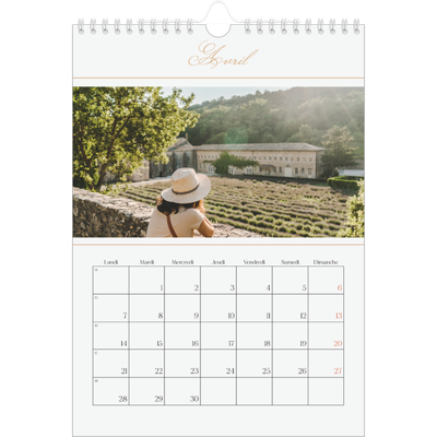 Calendrier photo A4 (20 x 30 cm) — Bannière en écriture dorée [Avril]