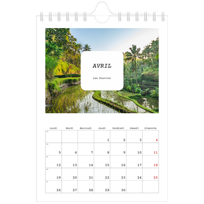 Calendrier photo A5 — Toute l'histoire [Avril]