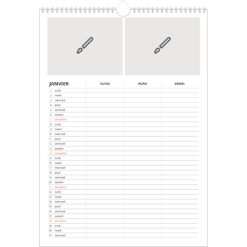 Calendrier photo A3 — Créez votre produit - Famille de 3