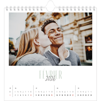 Calendriers annuels carré — Mix de typographies [Février]