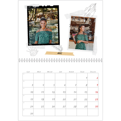 Calendrier photo A4 double (30 x 40 cm) — Esprit scrapbook [Mai]