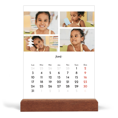Calendrier de bureau support bois - portrait  — Arrangements photo [Mars]