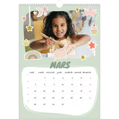A3 Calendrier annuel — Licorne magique [Mars]