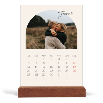 Calendrier de bureau support bois - portrait — Arche de souvenirs