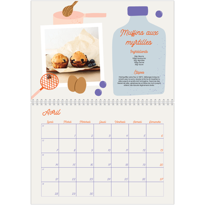 Calendrier photo A4 double (30 x 40 cm) — Une année de recettes [Avril]