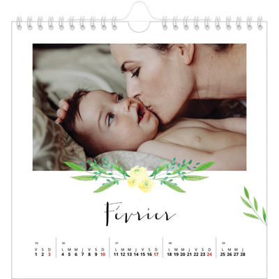 Calendriers annuels carré — Ornements aquarelle [Février]