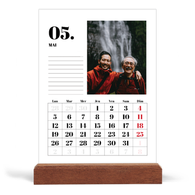 Calendrier de bureau support bois - portrait  — Sérif et moments [couverture]