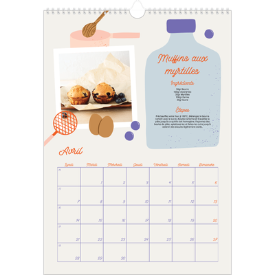 A3 Calendrier annuel — Une année de recettes [Avril]