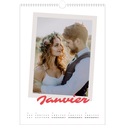 A3 Calendrier annuel — Signature carmin [Janvier]