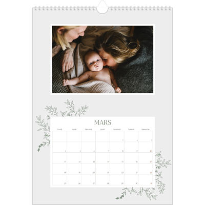 A3 Calendrier annuel — Fleurs dessinées [Mars]