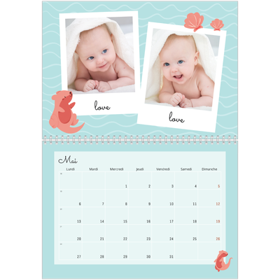 Calendrier photo A4 double (30 x 40 cm) — Mes petits animaux [couverture]
