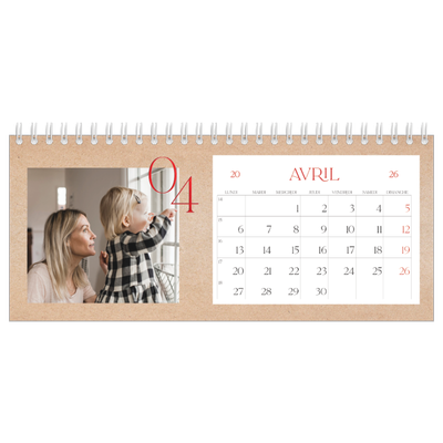 Calendrier de bureau — Touches de rouge [Avril]