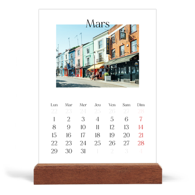 Calendrier de bureau support bois - portrait  — Mon carnet de voyage [Mars]