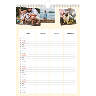Calendrier familial A4 — Agenda moderne - Famille de 3 [couverture]