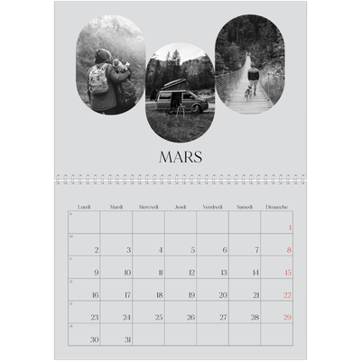 Calendrier photo A4 double (30 x 40 cm) — Sur la route [Mars]