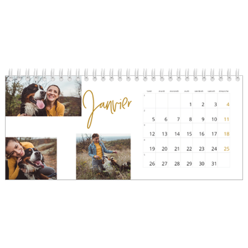Calendrier de bureau — Calligraphie dorée