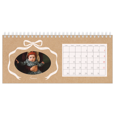 Calendrier de bureau — Kraft et nœud [Janvier]