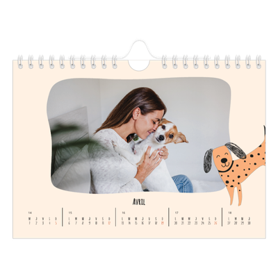 Calendrier photo A5 — Pattes de chien et gribouillis [Avril]
