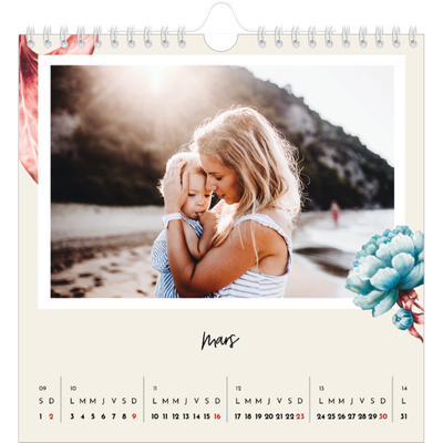 Calendriers annuels carré — Fleurs entremélées [Mars]