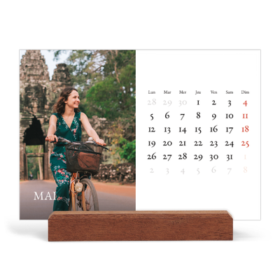 Calendrier de bureau support bois - paysage   — Superposition classique [couverture]