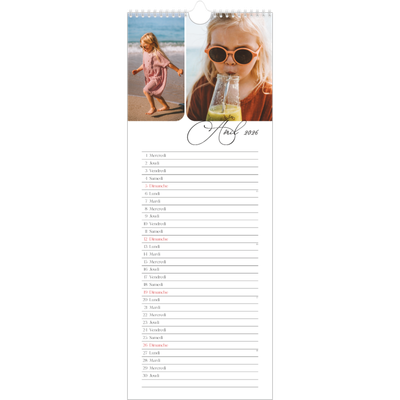 Calendrier mural long  — Instantanés et calligraphie [Avril]