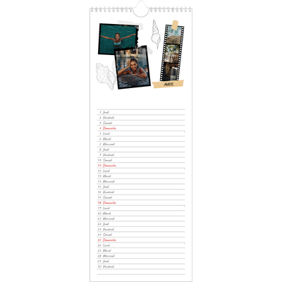 Calendrier mural long  — Esprit scrapbook [Avril]