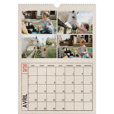 A3 Calendrier annuel — Craft effet tampon [Avril]