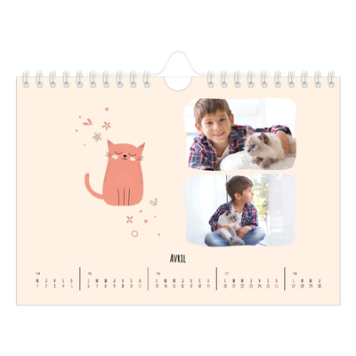 Calendrier photo A5 — Pattes de chat et gribouillis [Avril]