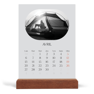 Calendrier de bureau support bois - portrait  — Sur la route [Avril]