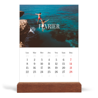 Calendrier de bureau support bois - portrait  — Évasion sans fin [Février]