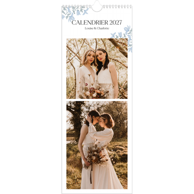 Calendrier mural long  — Romance en bleu et blanc [couverture]