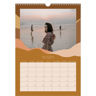 A3 Calendrier annuel — Montagnes aux tons neutres [Mars]