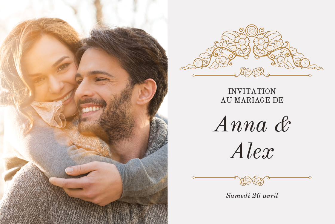 Cartons d'invitation — Blanc et or classique