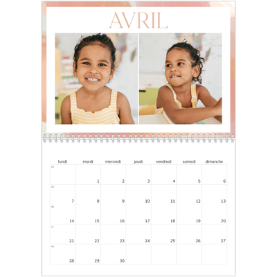 Calendrier photo A4 double (30 x 40 cm) — Effet pinceau [Avril]
