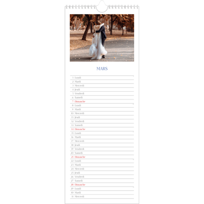 Calendrier mural long  — Classique cobalt [Mars]