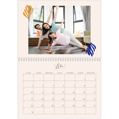 Calendrier photo A4 double (30 x 40 cm) — Coraux minimalistes [Mai]
