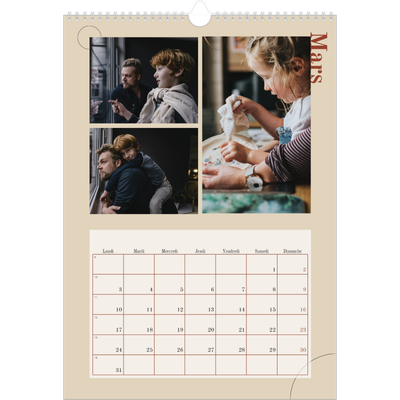 A3 Calendrier annuel — Texte asymétrique [Mars]