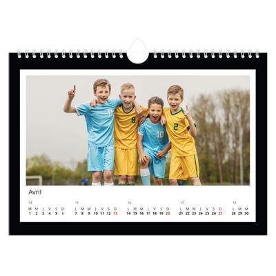 Calendrier photo A4 — Cadre noir [Avril]